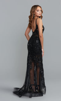 Ava Presley Long Sequin-Embroidered Prom Dress