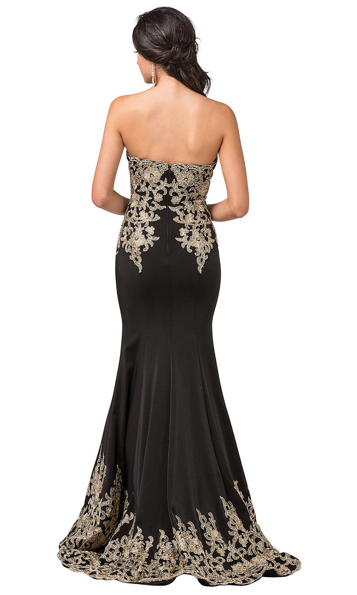 Strapless Long Prom Dress with Beaded Details