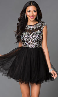 Dancing Queen-Short Tulle Homecoming Dance Dress with Beading