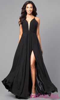 Faviana-Faviana Low V-Neck Corset Back Prom Dress 
