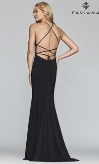 Faviana-Scoop-Neck Open-Back Prom Dress by Faviana