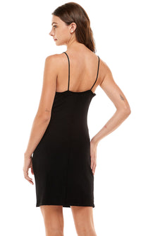Jump Short Black Party Dress with Cowl Neckline