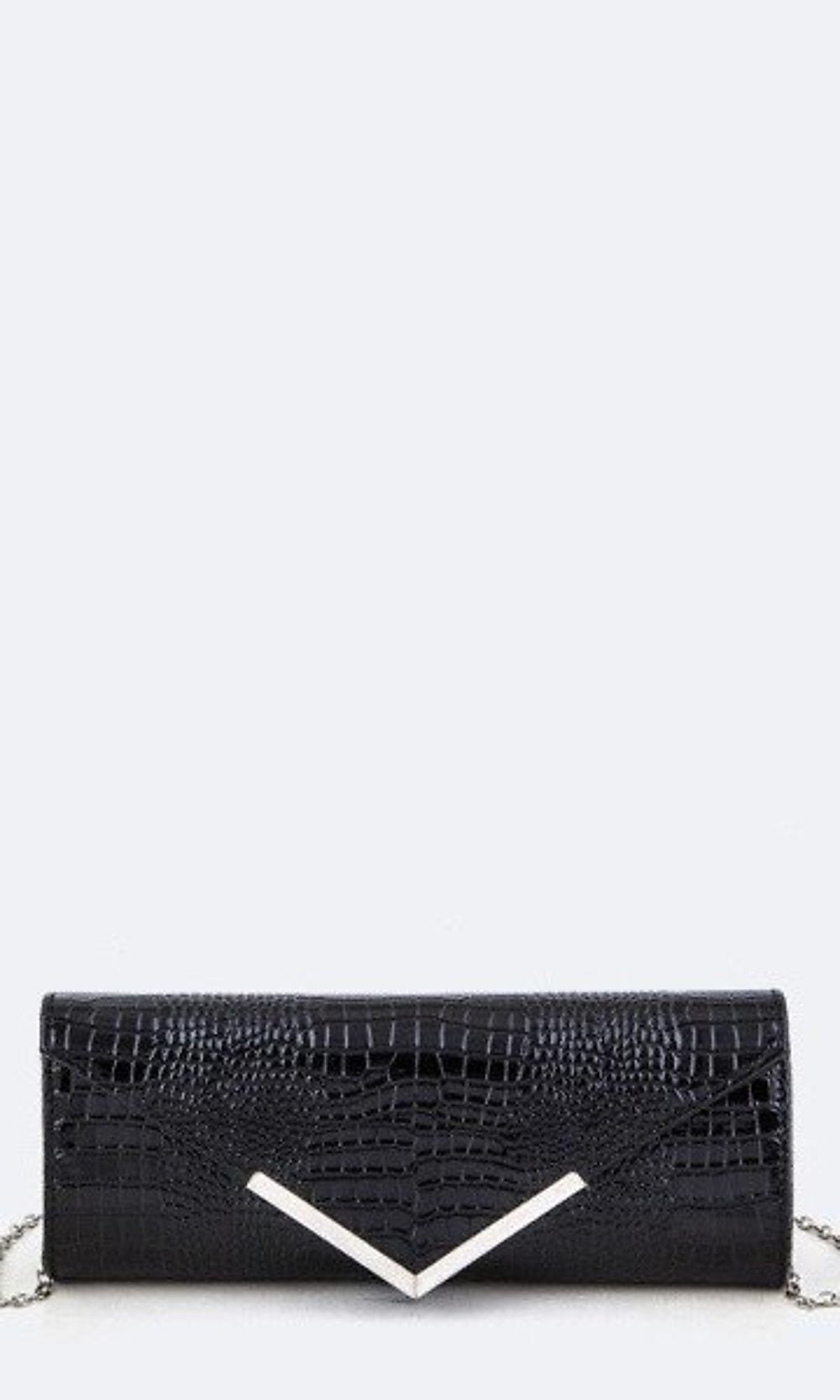 Artini-Faux Leather Croc Embossed Evening Clutch
