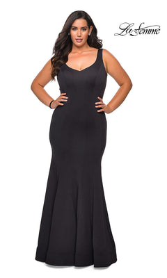 La Femme Long Jersey Plus Size Mermaid Dress - Black - 20W La Femme Long Jersey Plus Size Mermaid Dress - Black - 20W