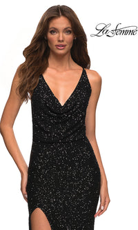 La Femme-La Femme Blouson-Bodice Long Sequin Prom Dress
