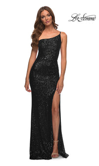 La Femme-Long Sequin One-Shoulder Prom Dress by La Femme
