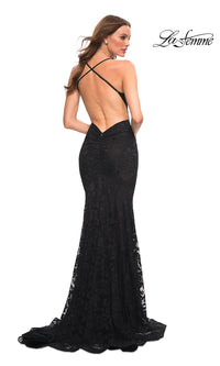 La Femme-Long Open-Back Lace Prom Dress by La Femme
