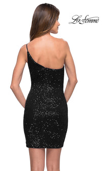 La Femme-Sequin One-Shoulder Homecoming Dress by La Femme