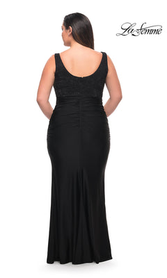 strapless open back dress La Femme Off-Shoulder Long Plus Prom Dress main image 1