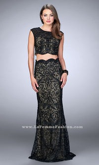 La Femme-Two-Piece Lace Long Formal Prom Dress