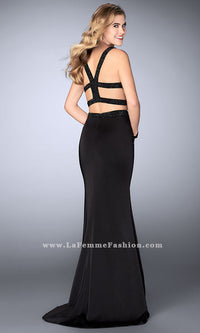 La Femme-Long Jersey Two-Piece La Femme Dress