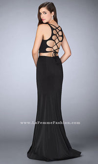 La Femme-Two Piece La Femme Prom Dress with an Open Back