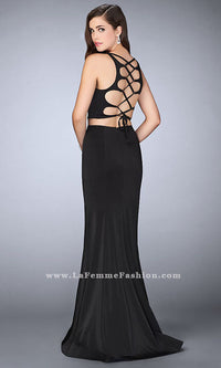 Two Piece La Femme Prom Dress with an Open Back
