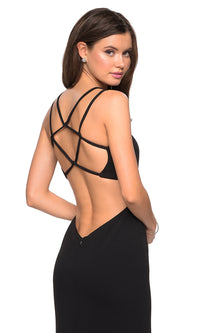 La Femme-Backless Asymmetrical-Neck Long Prom Dress 
