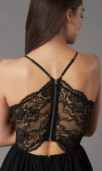 Maniju Private Label-Short Lace-Back Homecoming Party Dress by PromGirl
