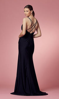 Narianna-Deep V-Neck Long Prom Dress with Empire Waist