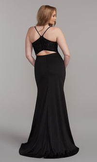 PromGirl Black Long Prom Dress with Lace Back