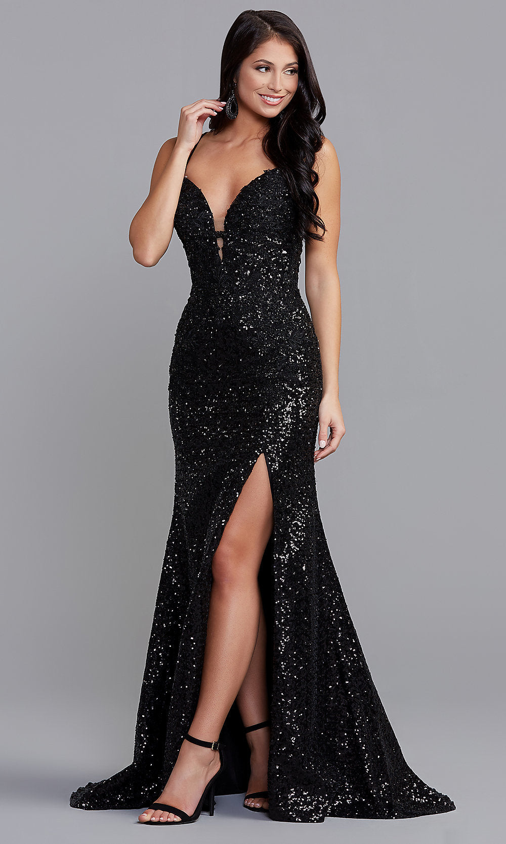 Truly Alluring Black and Gold Sequin Mermaid Maxi Dress