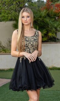 A-Line Short Prom Dress with Sheer Bodice