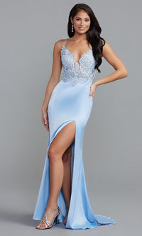 PromGirl Tight Long Prom Dress with Sheer Bodice