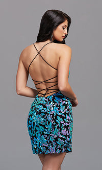 Promgirl Private Label-PromGirl Backless Sequin Short Homecoming Dress
