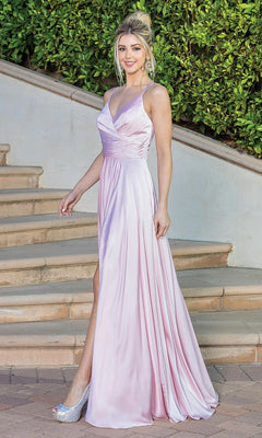 Dancing Queen-V-Neck Long A-Line Prom Dress with Pockets