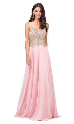 Accented-Bodice Long Chiffon Prom Dress - PromGirl Accented-Bodice Long Chiffon Prom Dress - PromGirl