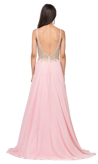 Dancing Queen-Long A-Line Chiffon Prom Dress with Beaded Bodice