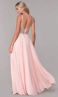 Dancing Queen-Chiffon Open-Back V-Neck Long Prom Dress