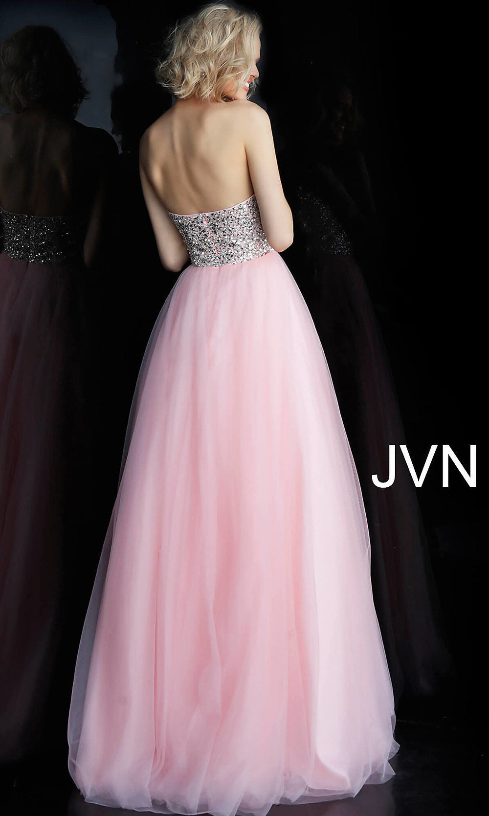 JVN by Jovani-Long JVN by Jovani Strapless Ball Gown Prom Dress