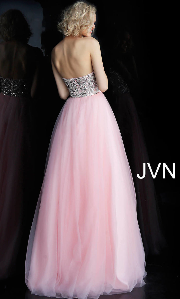 Long JVN by Jovani Strapless Ball Gown Prom Dress