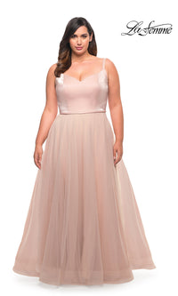 La Femme Plus-Size Long A-Line Prom Dress