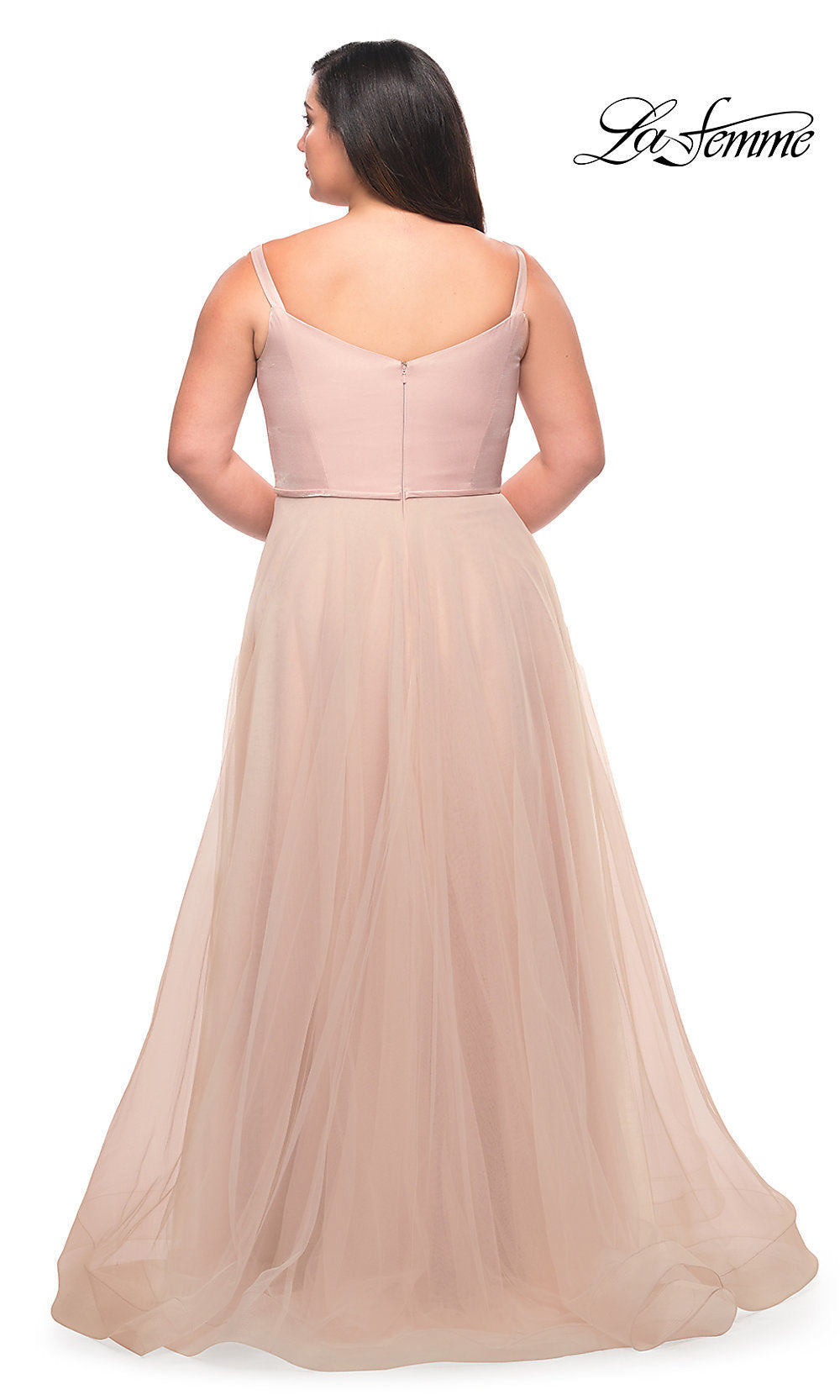 La Femme Plus-Size Long A-Line Prom Dress