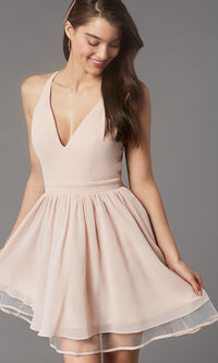 Maniju Private Label-Short Lace-Back Homecoming Party Dress by PromGirl