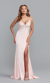 PromGirl Tight Long Prom Dress with Sheer Bodice