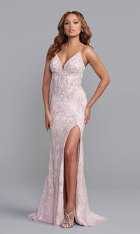 Promgirl Private Label-Corset-Back Long Sequin Prom Dress by PromGirl