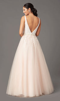 Promgirl Private Label-Long Deep-V-Neck Prom Ball Gown by PromGirl