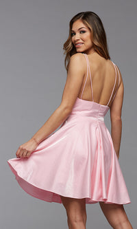 Shimmer Satin Short Prom Dress by PromGirl