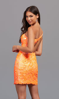Promgirl Private Label-One-Shoulder Bright Homecoming Short Sequin Dress