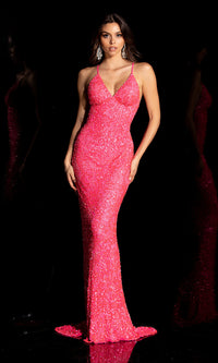 Aleta-Sleek Fitted Long Sequin Prom Dress by Aleta