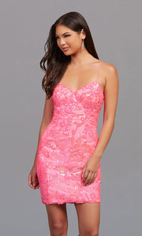 PromGirl Sequined Bright Short Homecoming Dress