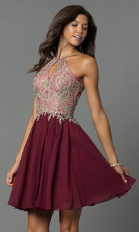 Short High-Neck Dave and Johnny Homecoming Dress