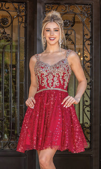 Dancing Queen-Short Glitter A-Line Corset-Back Homecoming Dress