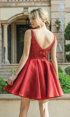 Dancing Queen-Sleeveless Short Formal Prom Dress with Pockets