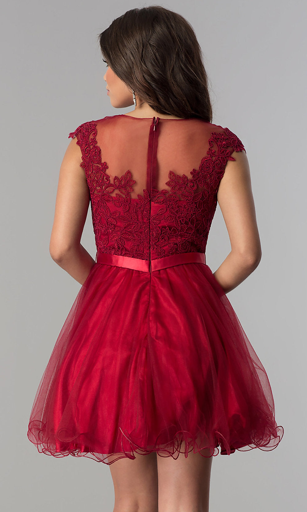 Dancing Queen-Lace-Applique-Bodice Short Homecoming Dress