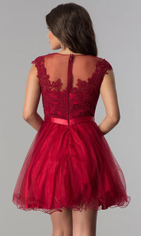 Dancing Queen-Lace-Applique-Bodice Short Homecoming Dress