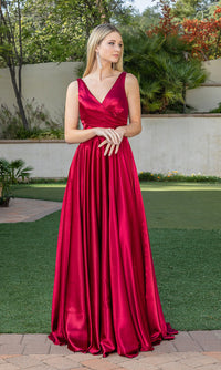 Dancing Queen-Wrap-Bodice Long A-Line Prom Dress with Corset