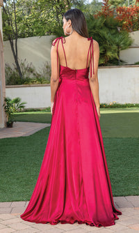 Dancing Queen-A-Line Long Prom Dress with Shoulder Ties