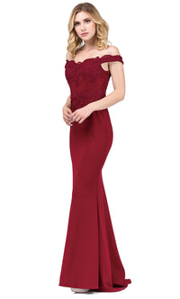 Dancing Queen-Off-the-Shoulder Mermaid Prom Dress with Train