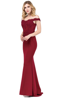 Dancing Queen-Off-the-Shoulder Mermaid Prom Dress with Train